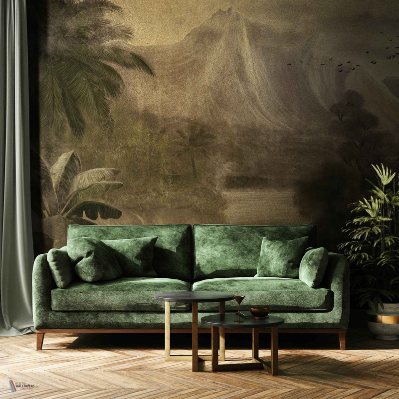 Kodo Metallics wallpaper in Gold by Coordonne — interior