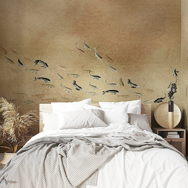 Koi Metallics Tapete in Gold von Coordonne — Interieur