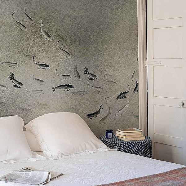 Koi Metallics Tapete in Silver von Coordonne — Interieur
