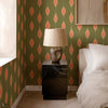 Kumo wallpaper in Moss by Coordonne — interior