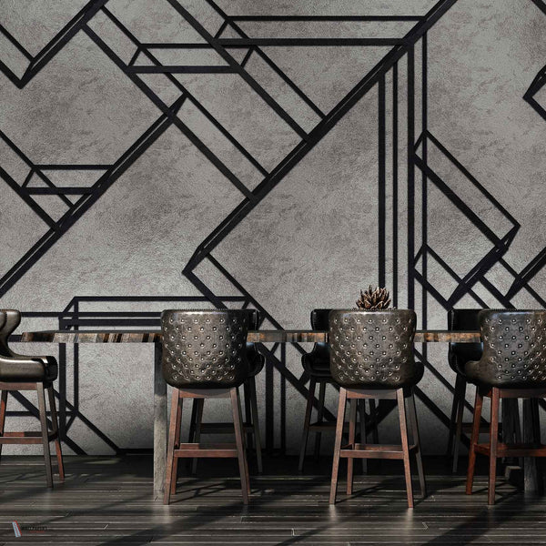 L-Geometric Metallics behang in Silver van Coordonne — interieur