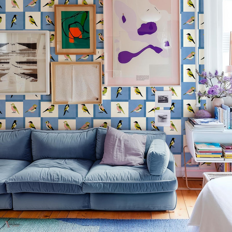 Like A Bird wallpaper in Blue by Coordonne — interior