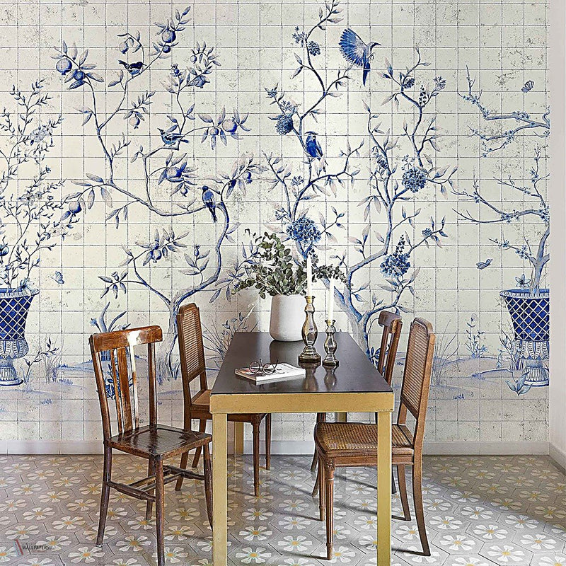Meihua wallpaper in Blue Spirulina by Coordonne — interior