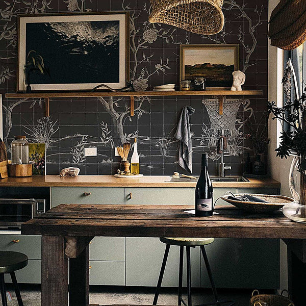 Meihua behang in Coal van Coordonne — interieur
