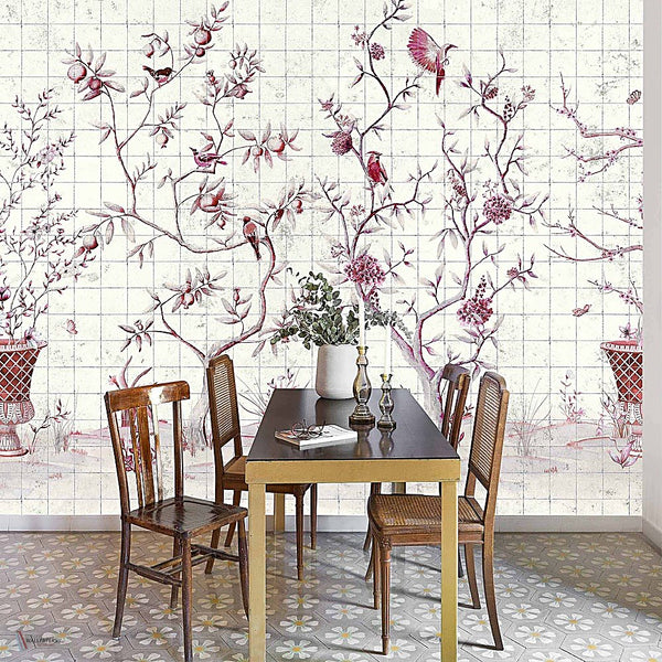 Meihua behang in Goji van Coordonne — interieur