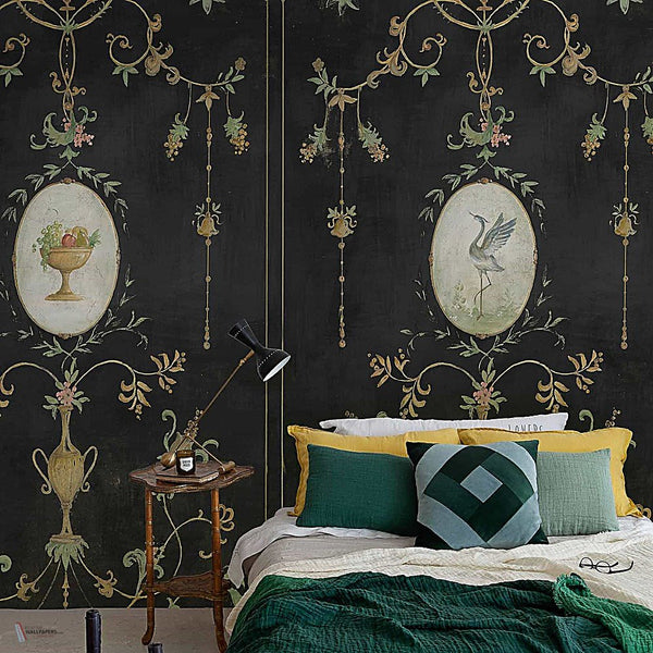 Mirto behang in Coal van Coordonne — interieur