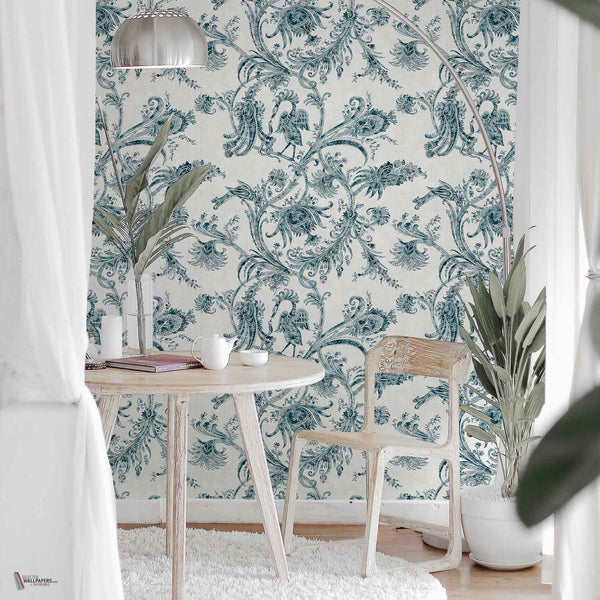 Mithology wallpaper in Blue by Coordonne — interior