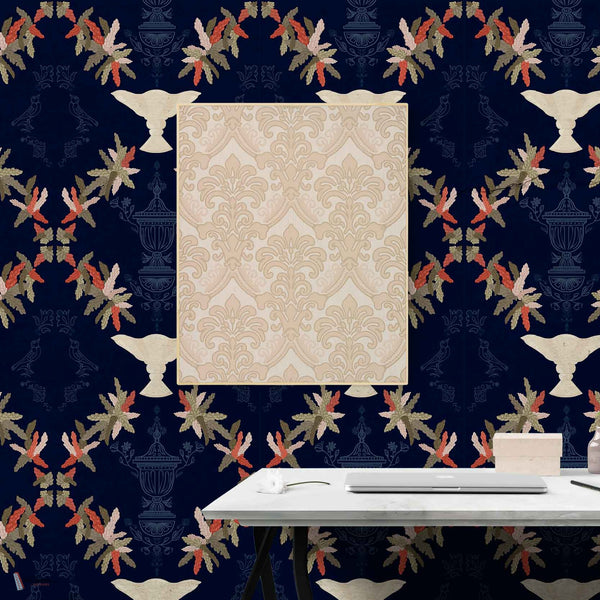 Neo-Rococo behang in Navy van Coordonne — interieur
