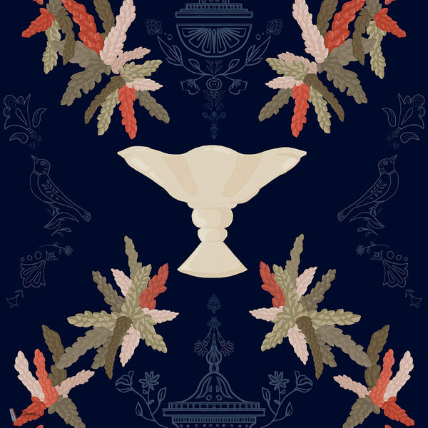 Neo-Rococo behang in Navy van Coordonne