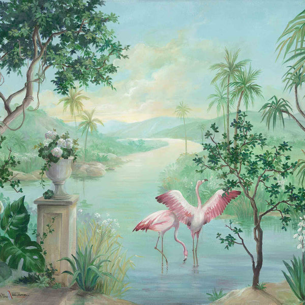 Paisaje Con Flamencos wallpaper in Exotismo by Coordonne