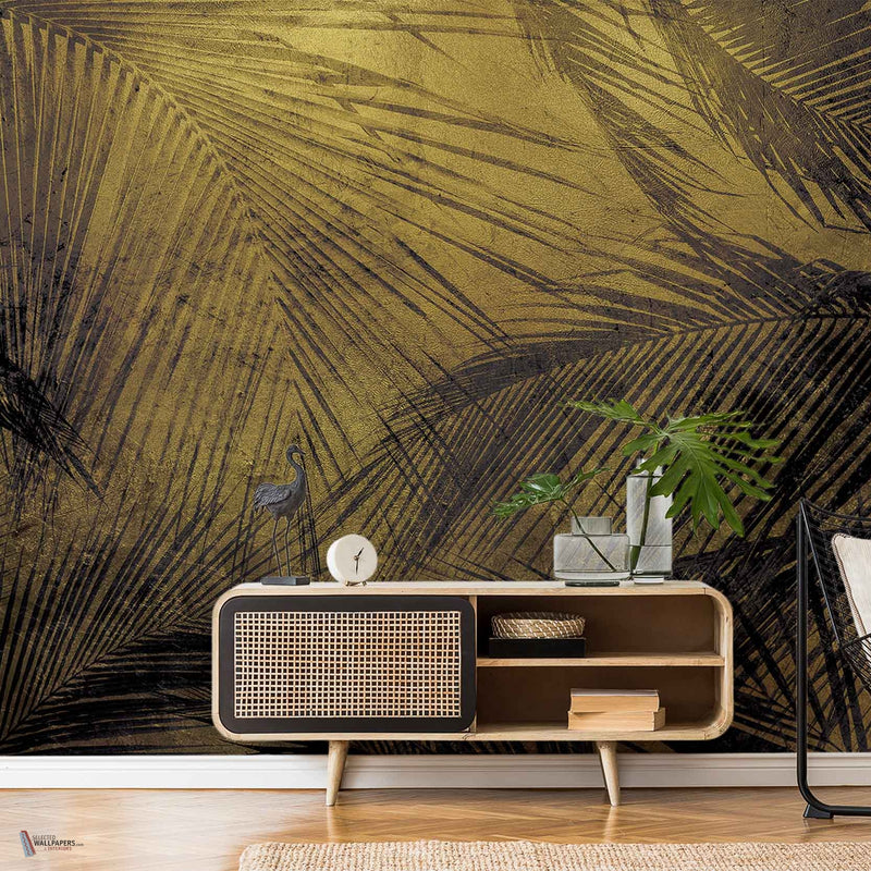 Palm Metallics wallpaper in Gold by Coordonne — interior