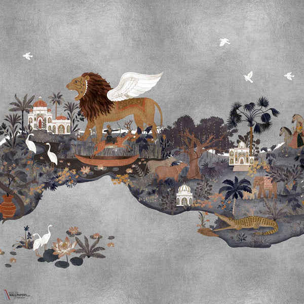 Panchatantra Tapete in Indigo von Coordonne
