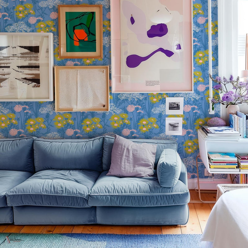 Picnic wallpaper in Blue by Coordonne — interior