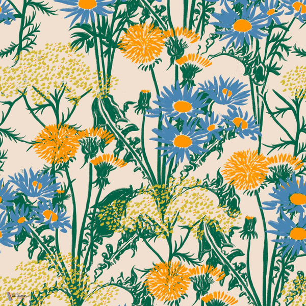Picnic wallpaper in Kumquat by Coordonne