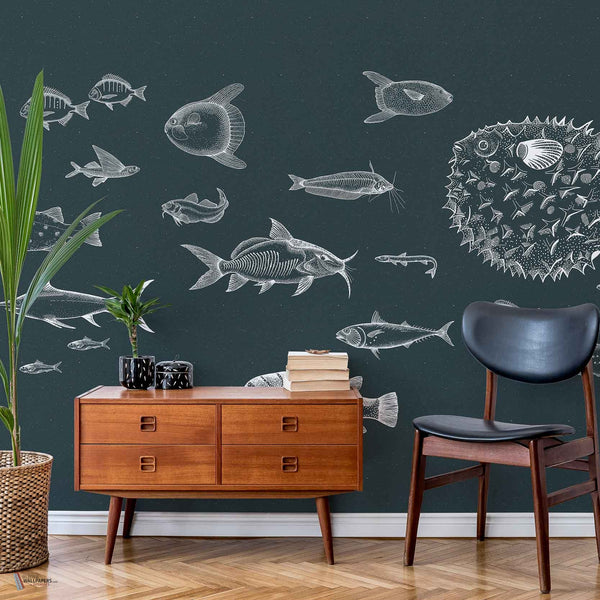 Sea Current Tapete in Navy von Coordonne — Interieur