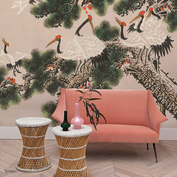 Ukiyo behang in Rose van Coordonne — interieur