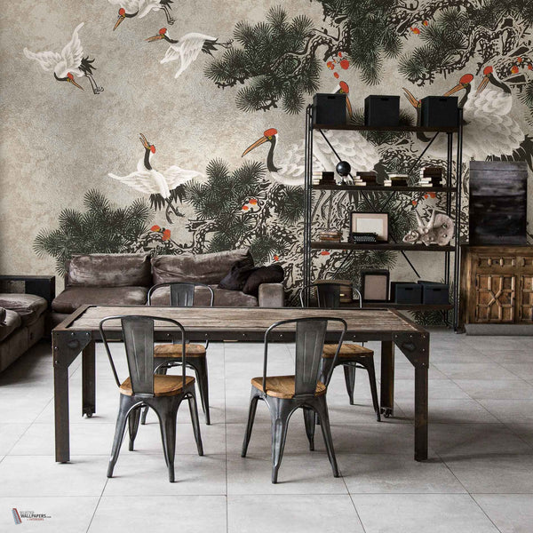 Ukiyo Metallics behang in Silver van Coordonne — interieur