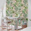 Vegetable wallpaper in Pink by Coordonne — interior