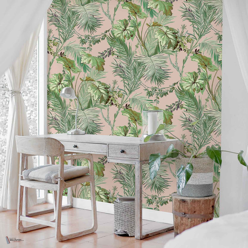 Vegetable wallpaper in Pink by Coordonne — interior