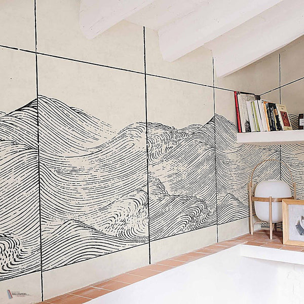 Waves Textile behang in Original van Coordonne — interieur