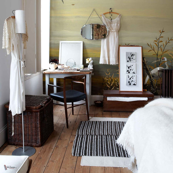 Yugure behang in Chai van Coordonne — interieur
