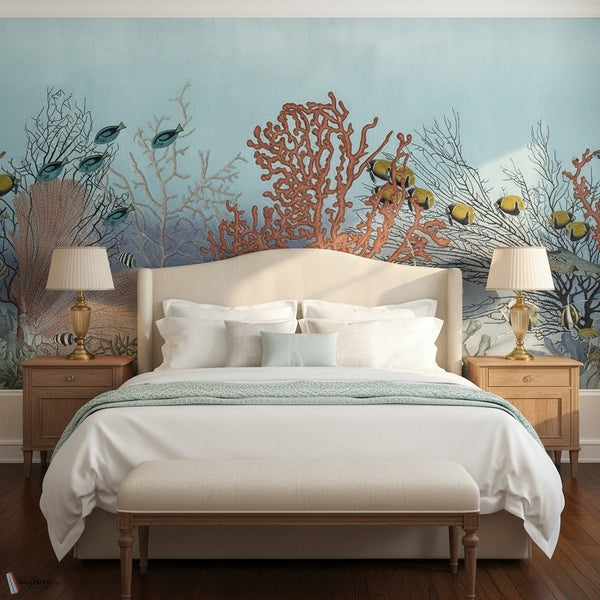 D-Ocean Still Life behang van Iksel — sfeerbeeld in een klassiek interieur