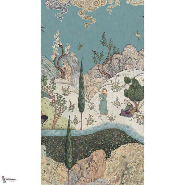 D-Safavid Reverie wallpaper in Beryl Blue by Iksel