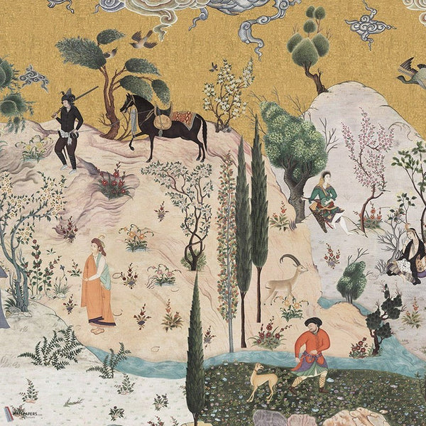 D-Safavid Reverie Tapete von Iksel — Gouache, detail