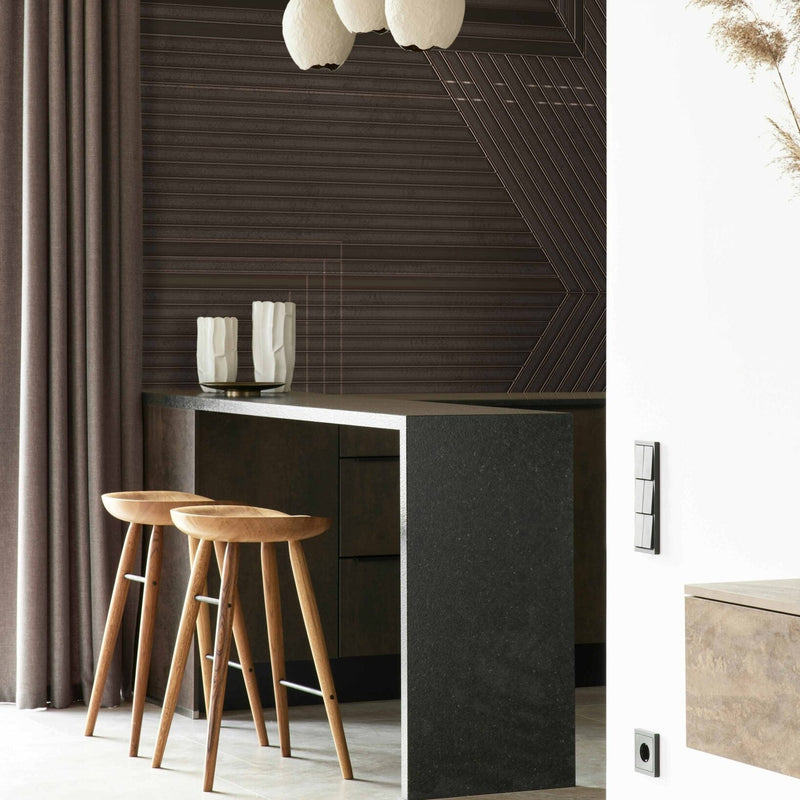 The Frame wallpaper in Brown by Daisy James — interior