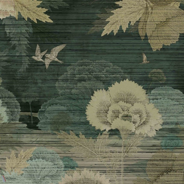 The Miori wallpaper in Blue Green by Daisy James — interior