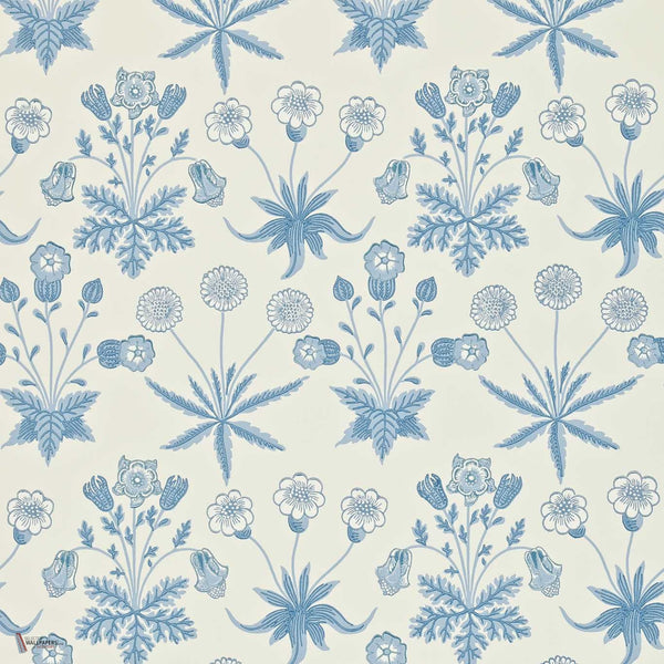Daisy wallpaper in Blue/Ivory van Morris & Co