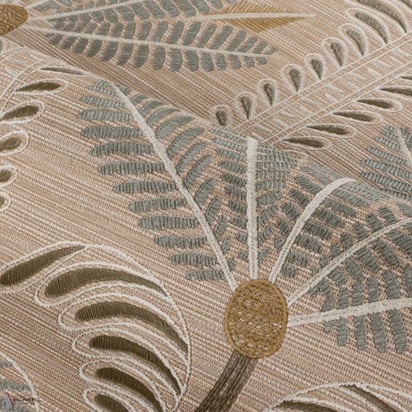 Dattara wallpaper in Beige/Eucalyptus by Casamance