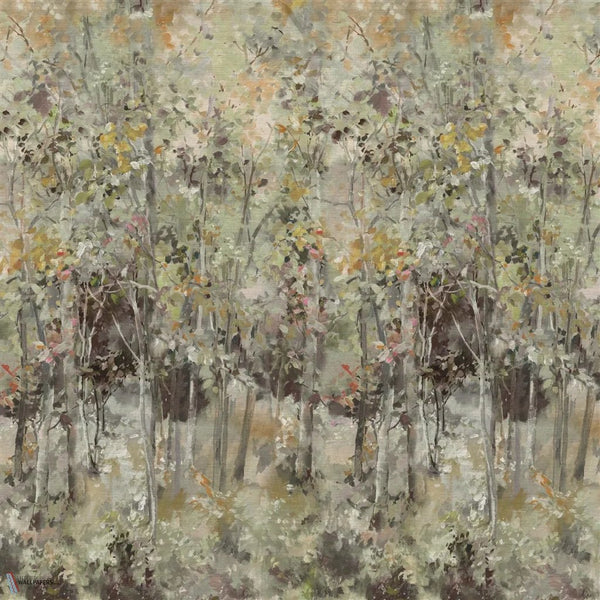 Bois De Bouleau Grasscloth Scene 1 wallpaper in Sepia by Designers Guild