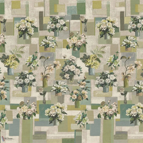 Celadon Vase Grasscloth wallpaper in Celadon by Designers Guild