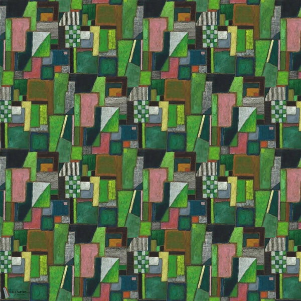 Raku Patchwork wallpaper in Emerald by Designers Guild