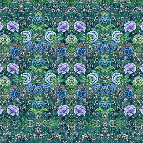 Rose De Damas papel pintado en Indigo de Designers Guild