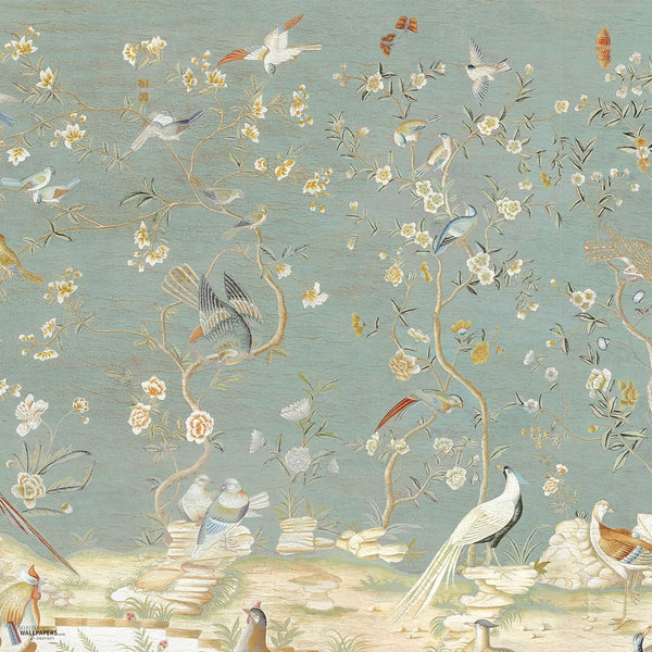 Dutch Tree of Life Tapete von Iksel — Aqua, Detail
