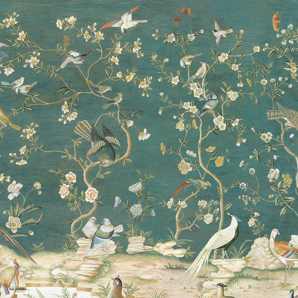 Dutch Tree of Life Tapete von Iksel — Teal, Detail