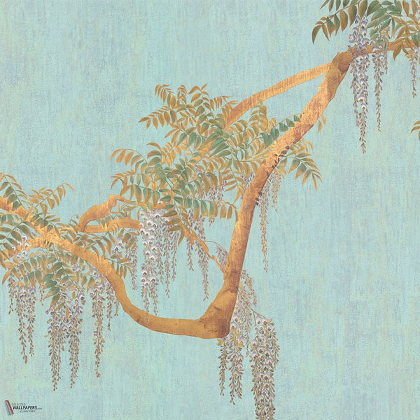 Edo Wisteria behang van Iksel — Crackled Blue, detail