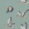Elysian Geese wallpaper in Blue Clay van Sanderson