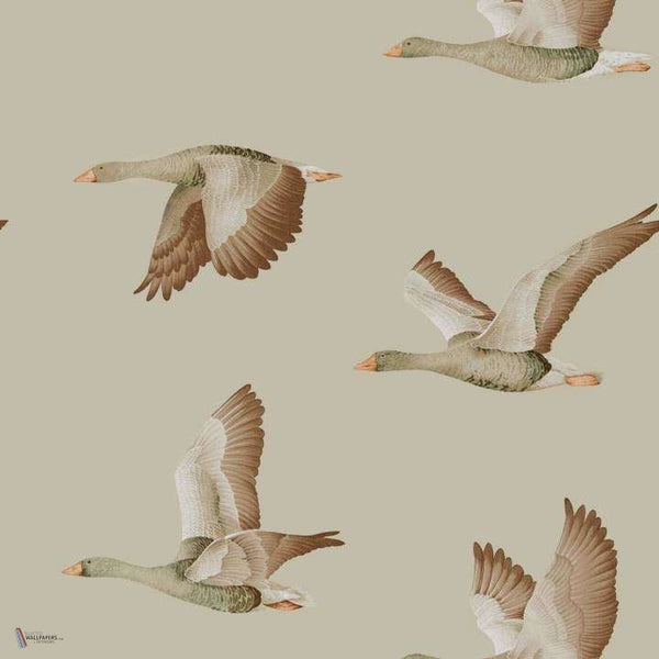 Elysian Geese wallpaper in Briarwood van Sanderson