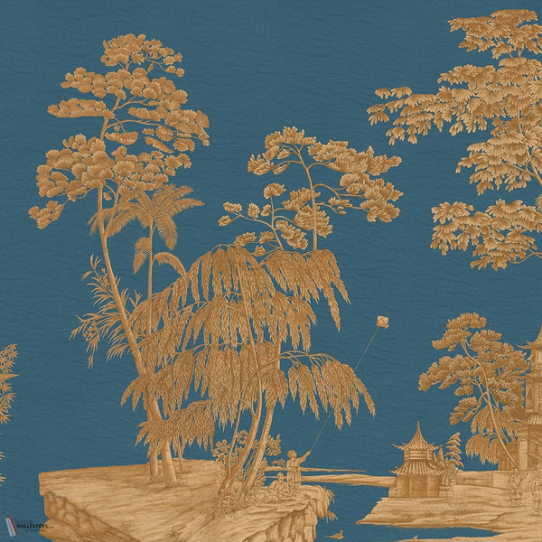 Exotic Chinoiserie behang van Iksel — Azure, detail
