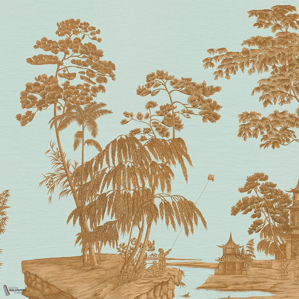 Exotic Chinoiserie behang van Iksel — Cloud Blue, detail