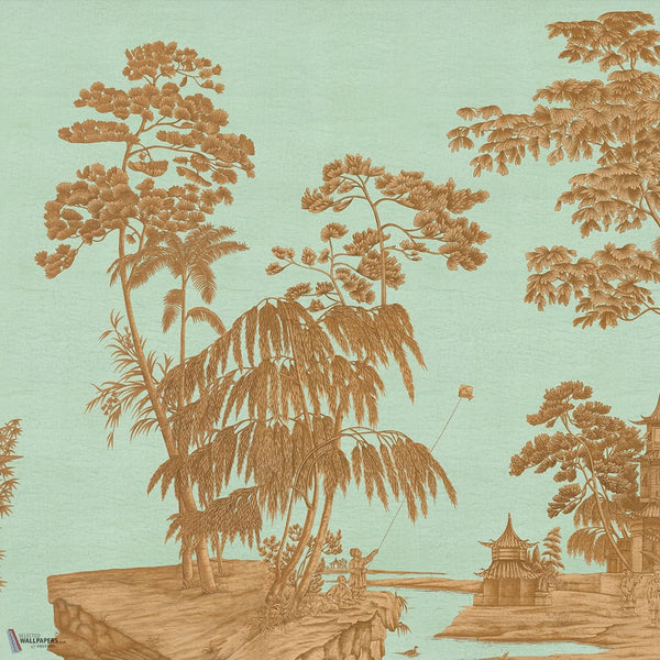 Exotic Chinoiserie behang van Iksel — Pistachio, detail