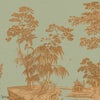 Exotic Chinoiserie behang van Iksel — Sage Green, detail