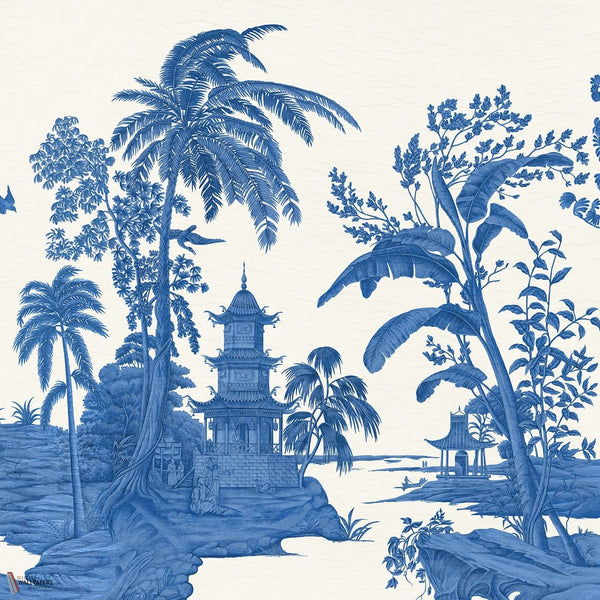 Exotic Chinoiserie Blue & White papel pintado de Iksel — Blue & White, detail