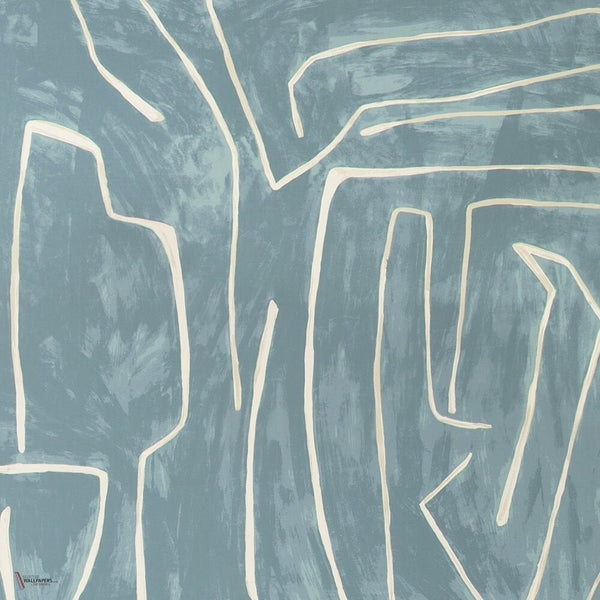 Graffito behang in Deep Sky van Kelly Wearstler