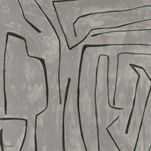 Graffito behang in Graphite van Kelly Wearstler