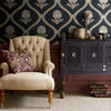 Granada tessuto in Indigo/Red di Morris & Co interni