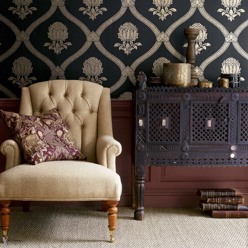 Granada tessuto in Indigo/Red di Morris & Co interni